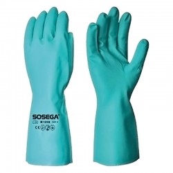 Guante de nitrilo verde resistente a químicos N5013 Sosega.