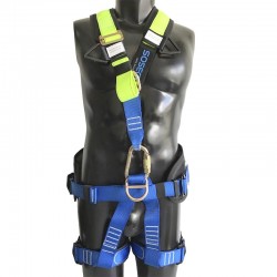 Arnés cuerpo completo de 5 argollas, incluye respaldo lumbar, dorsal y apoyo en pierna. Sosega.