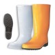 Bota en caucho amarilla y blanca workman, caña alta, producto nacional.