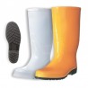 Bota en caucho amarilla y blanca workman, caña alta, producto nacional.