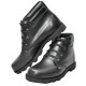 Bota en cuero, color negro, sencilla, producto nacional.