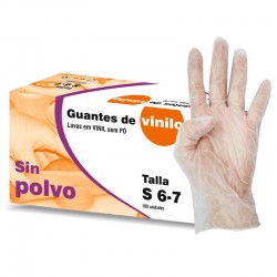 Guantes en vinilo caja x 100 unidades, 50 pares, transparentes, Producto importado.