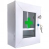 Botiquín gabinete metálico primeros auxilios, sin dotación con puerta de vidrio, alto 22 cms, Health Solutions.