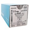 Aguja con hilo seda, 6/0, 1/2 circle 16 mm, caja por 12 uds.