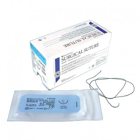 Aguja con hilo seda, 2/0, 3/8 cirlcle 19 mm, caja por 12 uds.