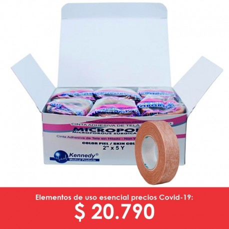 Micropore de 1 x 5 yardas, presentación: caja por 12 rollos.