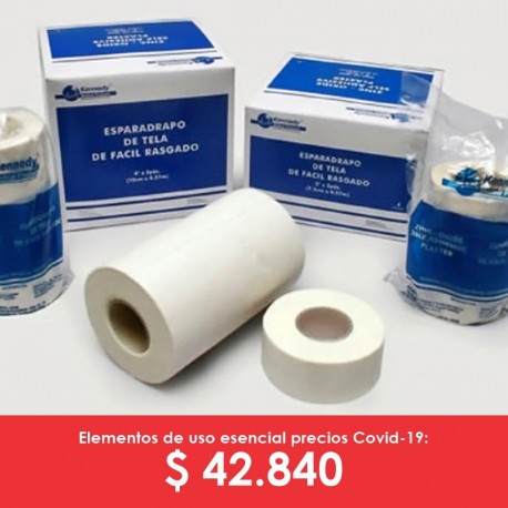 Esparadrapo en tela de 4" x 5 yardas, presentación por caja de 4 unidades.