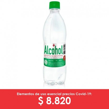 Alcohol por 600 ml en frasco plástico unidad, Invima.
