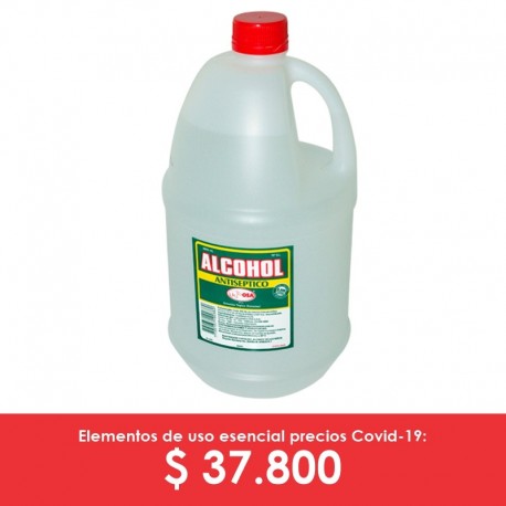 Alcohol garrafa por 3800 ml, galón plástico Invima.