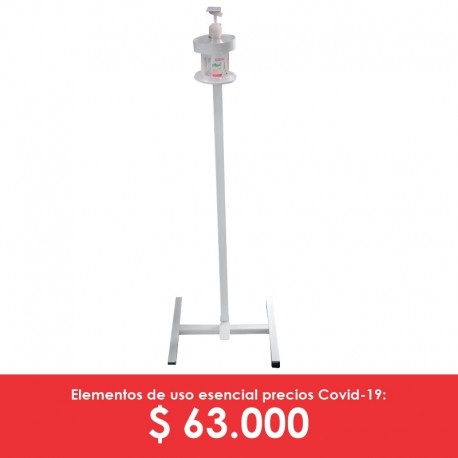 Soporte dispensador metálico de pedal con válvula. Producto nacional.