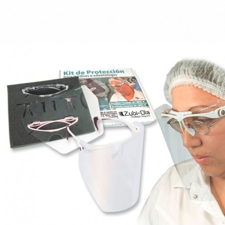 Tipo careta, kit protección médicos u odontólogos, producto importado.