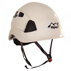 Casco ventilado incluye barbuquejo y sujetador para linterna, Alpen.