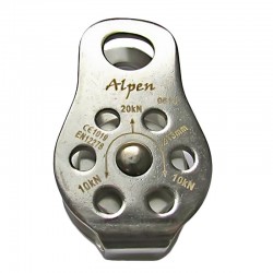 Polea placas laterales fijas en acero y roldana en aluminio, Alpen.