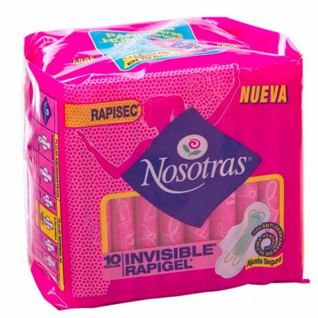 Toalla higienica paquete por 10 unidades.
