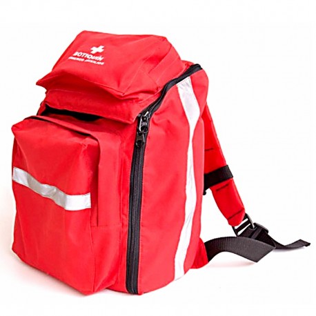 Botiquín morral trauma de primeros auxilios, incluye dotación. Health solutions.